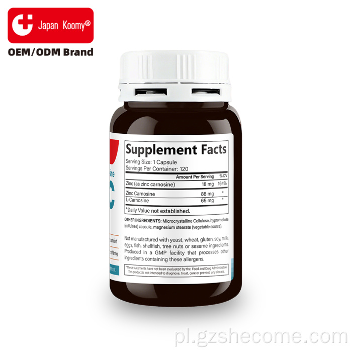 Shecome Zinc Carnosine Capsules Zdrowie trawienne